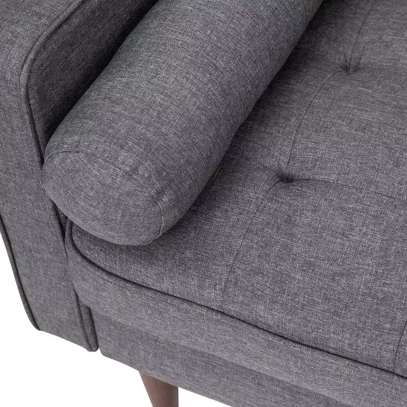 Divano con molle insacchettate stile Mid-Century Modern con cuscini dello schienale rimovibili e gambe in legno, 3 posti, capacità 360 kg