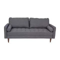 Emma and Oliver Upholstered Mid-Century Modern Pocket Spring Sofa with Wooden Legs and Removable Back Cushions