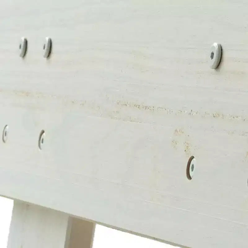 Letto a piattaforma Queen rustico con testiera a doghe, legno massello di pino, capacità di 340 kg