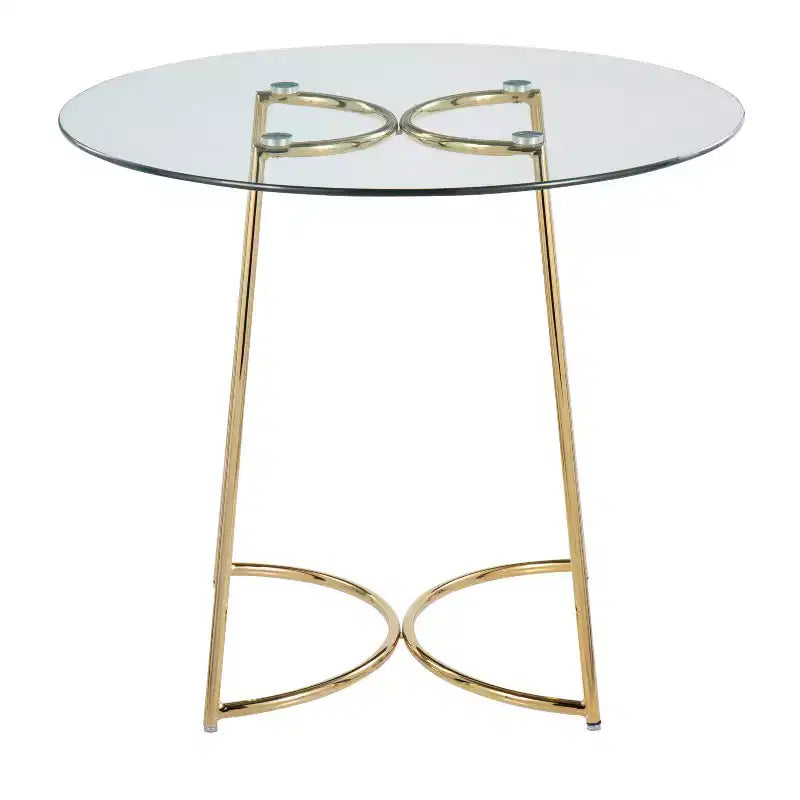 Tavolo da pranzo rotondo in vetro temperato da 35" con base in acciaio nero, 4 posti a sedere