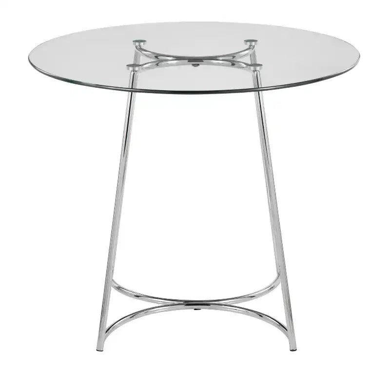 Tavolo da pranzo rotondo in vetro temperato da 35" con base in acciaio nero, 4 posti a sedere
