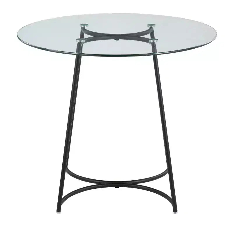 Tavolo da pranzo rotondo in vetro temperato da 35" con base in acciaio nero, 4 posti a sedere
