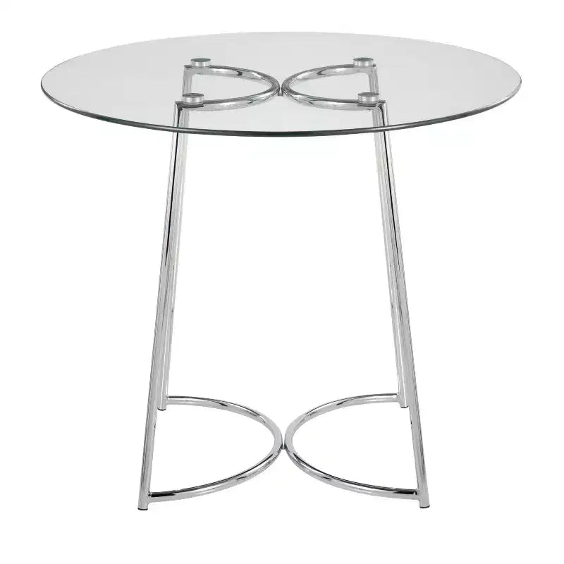 Tavolo da pranzo rotondo in vetro temperato da 35" con base in acciaio nero, 4 posti a sedere