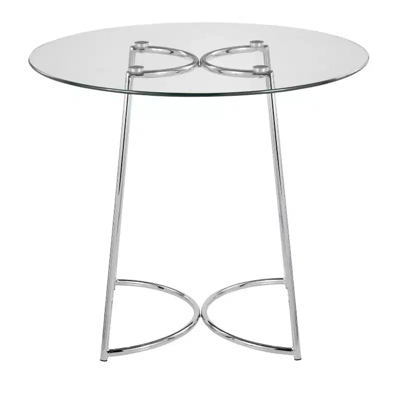 Tavolo da pranzo rotondo in vetro temperato da 35" con base in acciaio nero, 4 posti a sedere