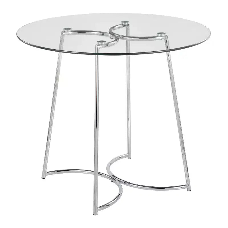 Tavolo da pranzo rotondo in vetro temperato da 35" con base in acciaio nero, 4 posti a sedere