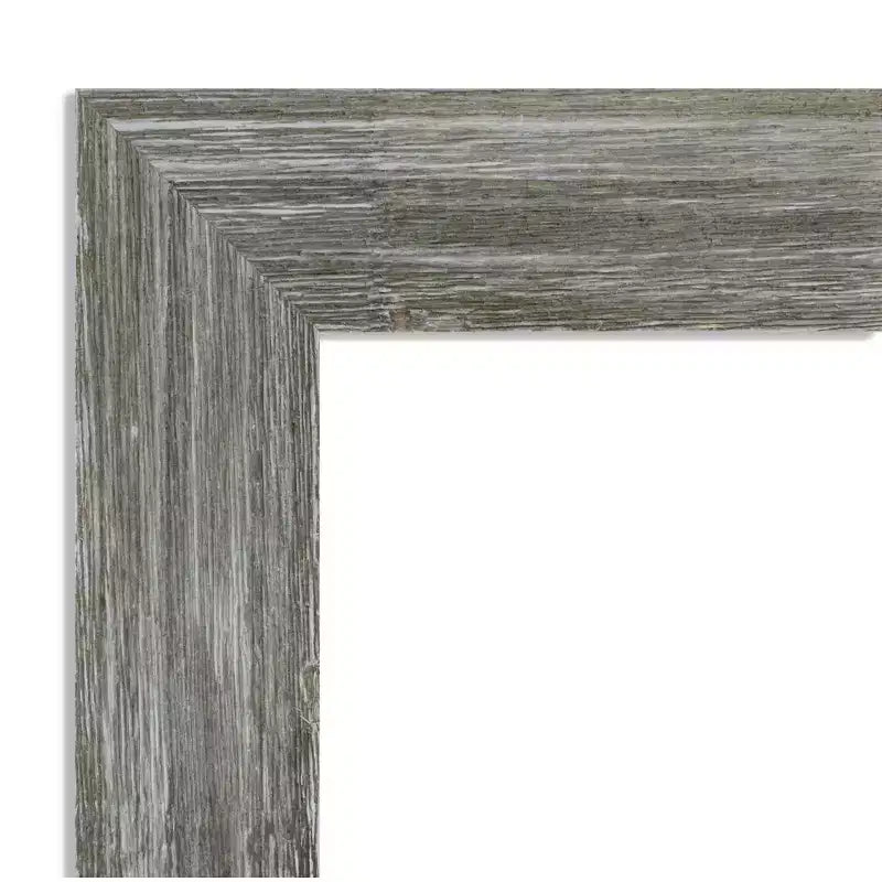 Specchio da bagno da parete in vero legno grigio stretto non bisellato, 28.5 x 22.5 pollici