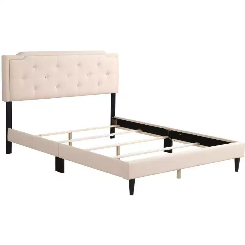 Letto matrimoniale regolabile con rivestimento in twill e similpelle