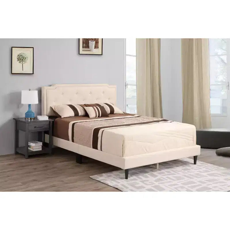 Letto matrimoniale regolabile con rivestimento in twill e similpelle