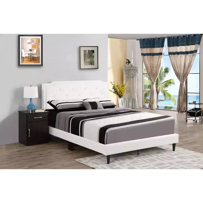 Letto matrimoniale regolabile con rivestimento in twill e similpelle