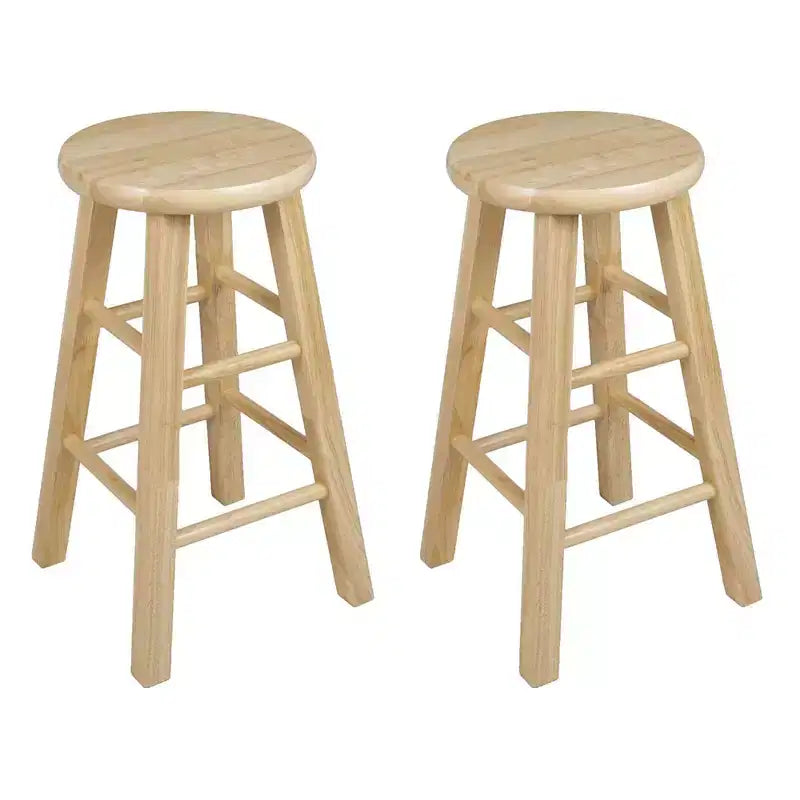 Sgabelli da bancone da cucina classici con seduta rotonda, altezza 61 cm, in legno naturale (set da 8)