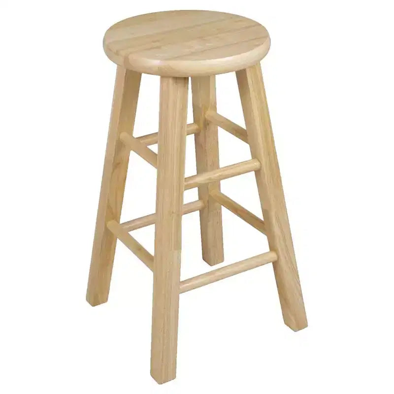 Sgabelli da bancone da cucina classici con seduta rotonda, altezza 61 cm, in legno naturale (set da 8)