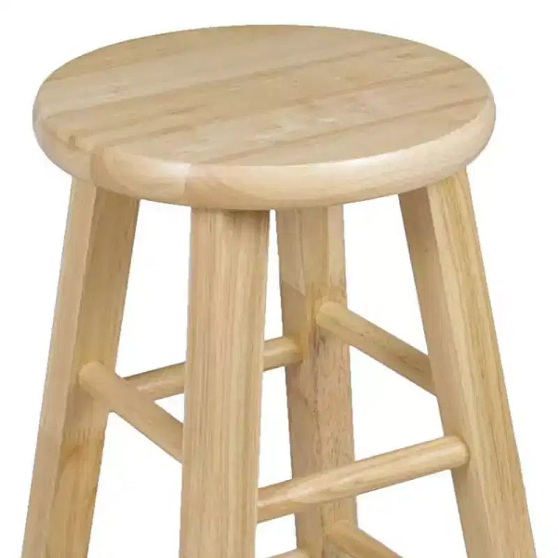 Sgabelli da bancone da cucina classici con seduta rotonda, altezza 61 cm, in legno naturale (set da 8)