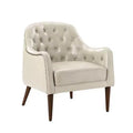 Poltrona a barilotto imbottita in vera pelle, larghezza 72,4 cm, con gambe in legno massello