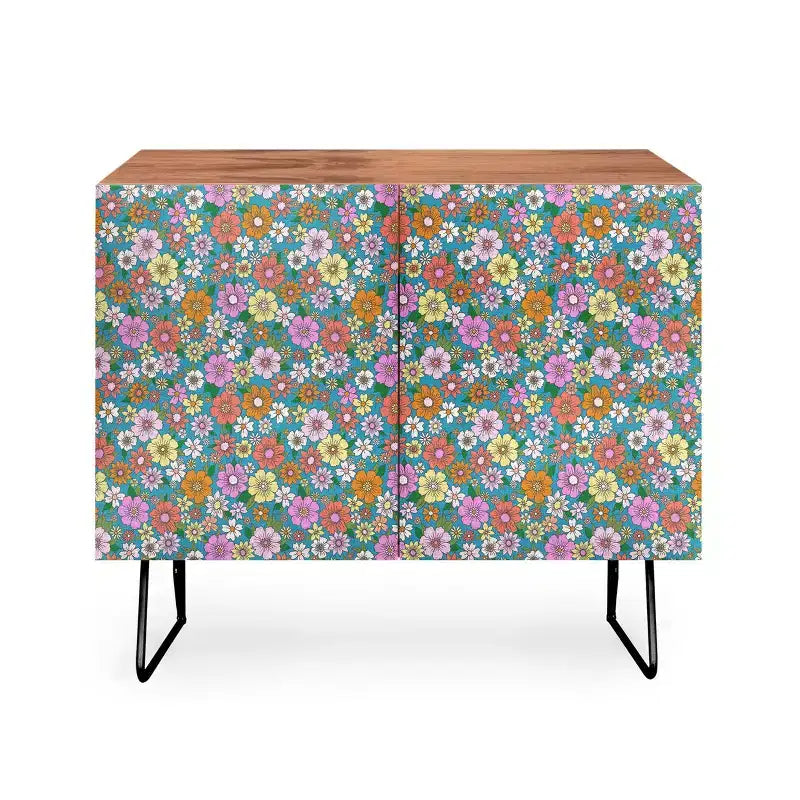 Schatzi Betty Floral Walnut Brown Credenza - Deny Designs